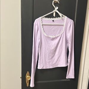 Lavender Lace-Trimmed Women's Top